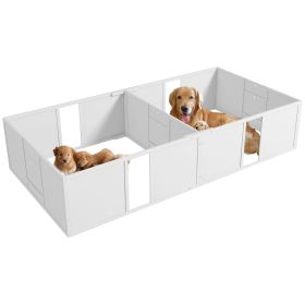 PawHut Whelping Box for Dogs and Puppies, Dog Whelping Box with Washable Waterproof Pee Pad & Adjustable Door for Large, Medium and Small Dogs, W