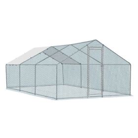 20 x 10 ft Large Metal Chicken Coop, Walk-in Poultry Cage Chicken Hen Run House with Waterproof Cover