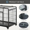 PawHut Folding Design Heavy Duty Metal Dog Cage Crate & Kennel with Removable Tray and Cover, & 4 Locking Wheels, Indoor/Outdoor 37"